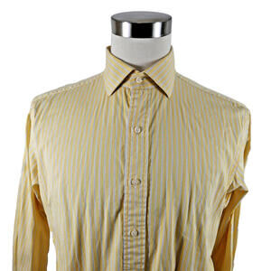 Polo Ralph Lauren Mens Regent Classic Fit Button Up Yellow Striped 16.5 36/37